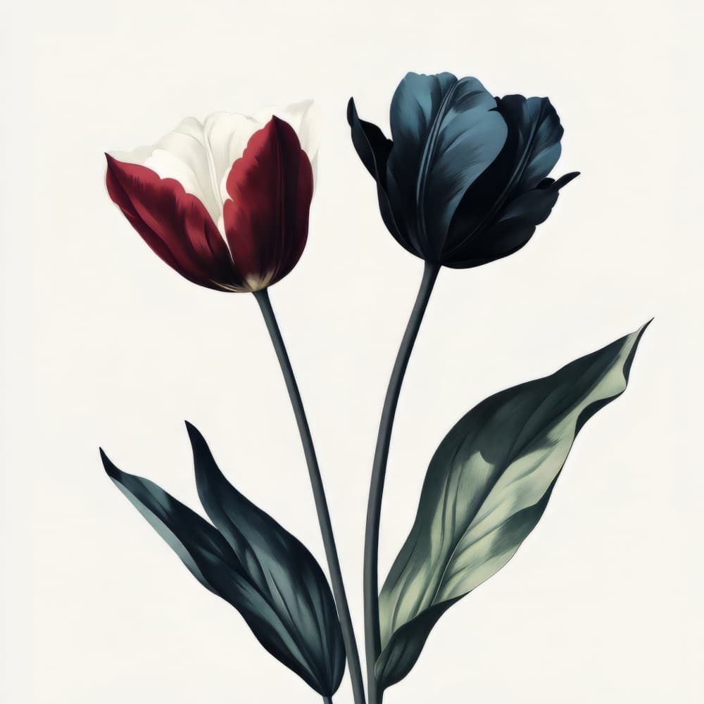 Elegant Contrasting Tulips by Bilge Paksoylu — canvas wall art