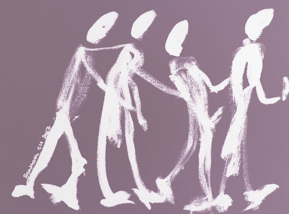 Connected Walking Figures by Santhosh ch — canvas wall art