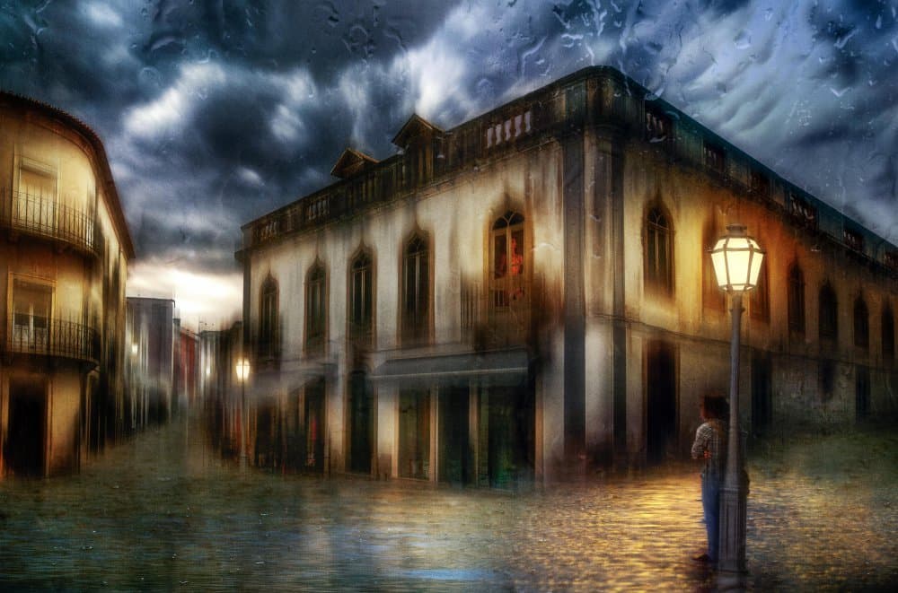 Rainy City Night by Charlaine Gerber — canvas wall art