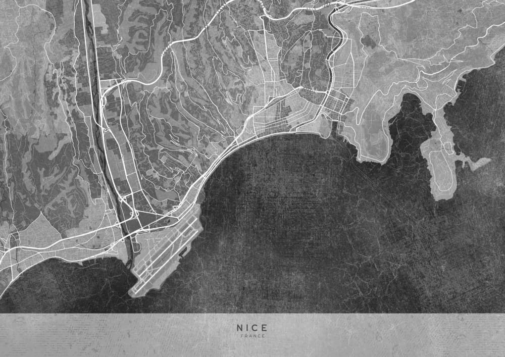 Vintage Nice City Map by Rosana Laiz Blursbyai — canvas wall art
