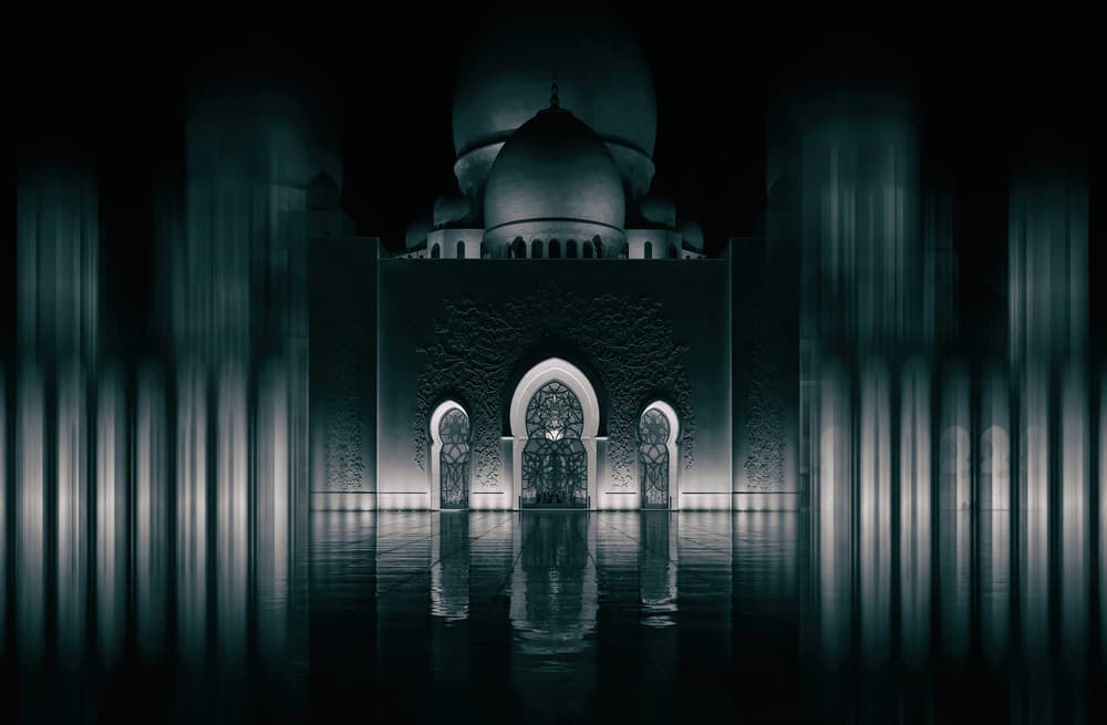 Majestic Mosque Reflection by Hans-Wolfgang Hawerkamp — canvas wall art
