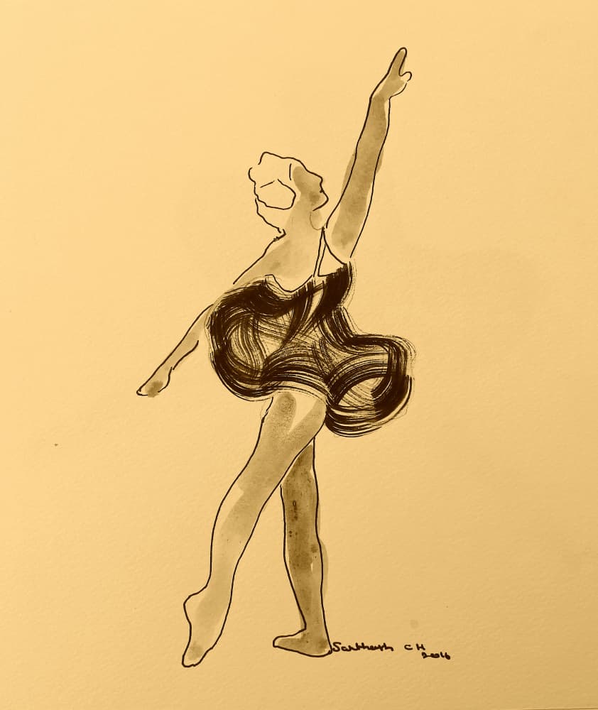 Graceful Dancer Sketch by Santhosh ch — canvas wall art