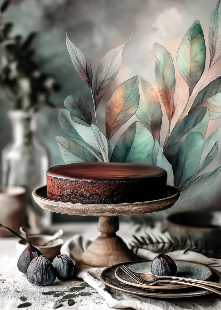 Rich Chocolate Cake With Figs by Justyna Jaszke — canvas wall art