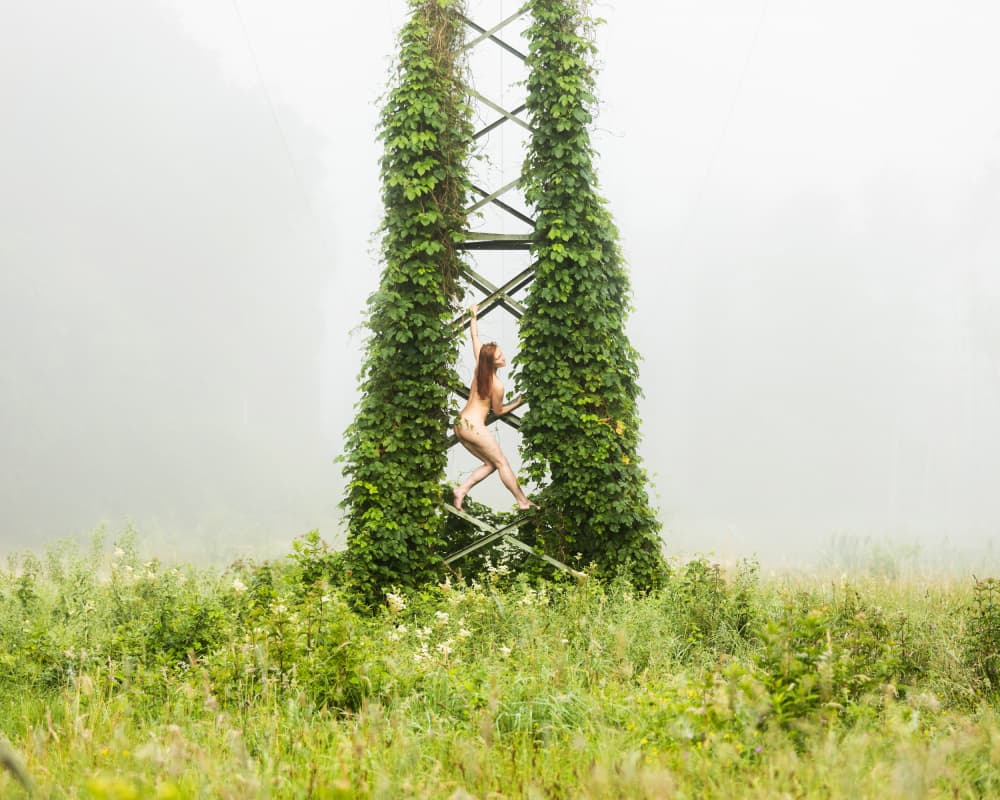 Woman's Misty Climb by Leszek Paradowski — canvas wall art