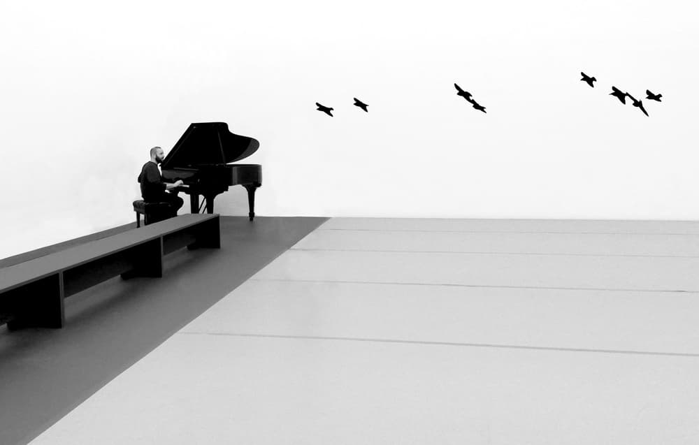 Serene Piano and Birds by Ivan Huang — canvas wall art