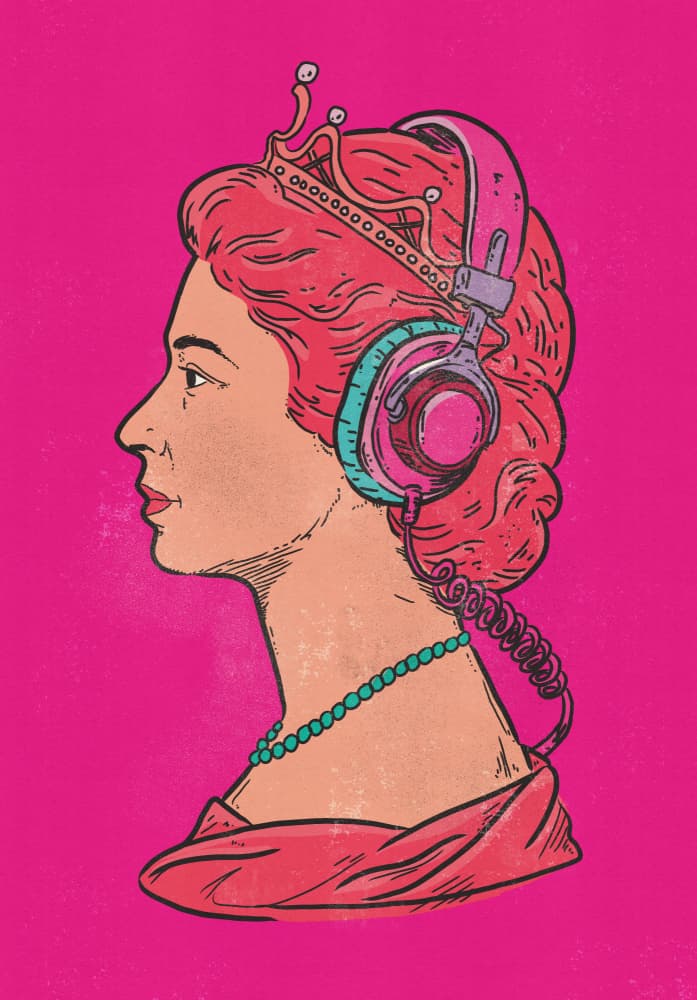 Iconic Queen Headphones Pink by Nicholas — canvas wall art