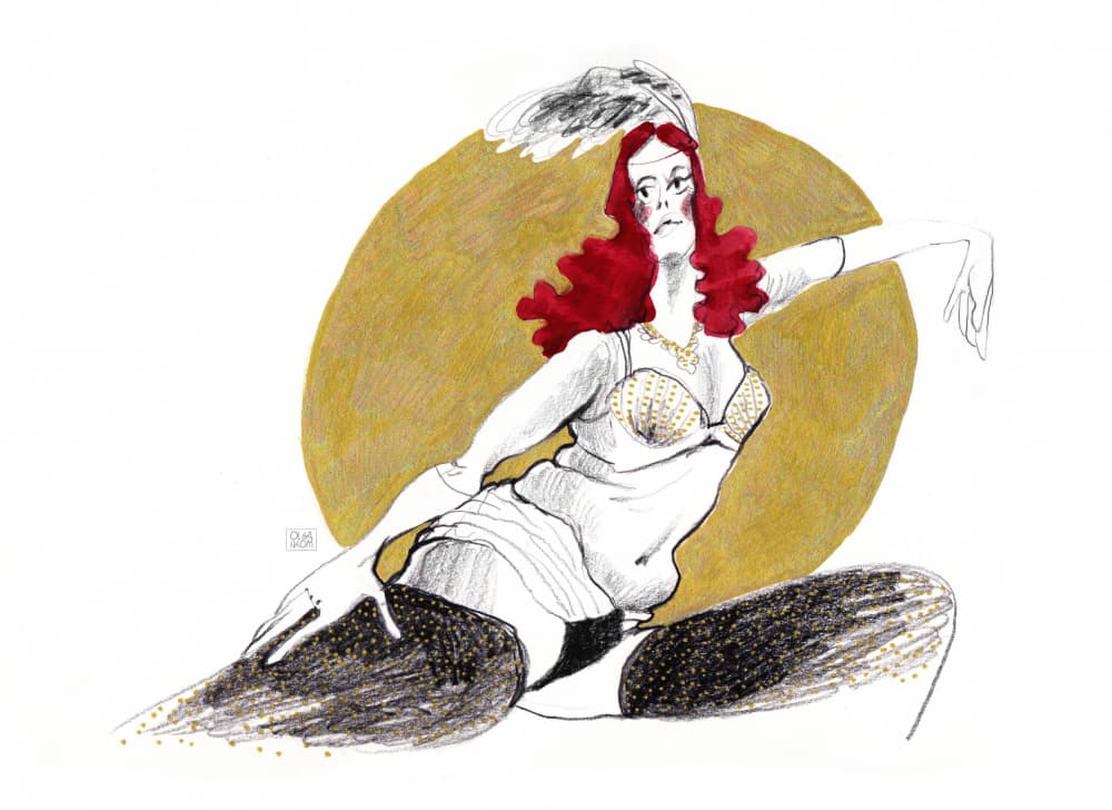Glamorous Burlesque Dancer by Olga Skomorokhova — canvas wall art