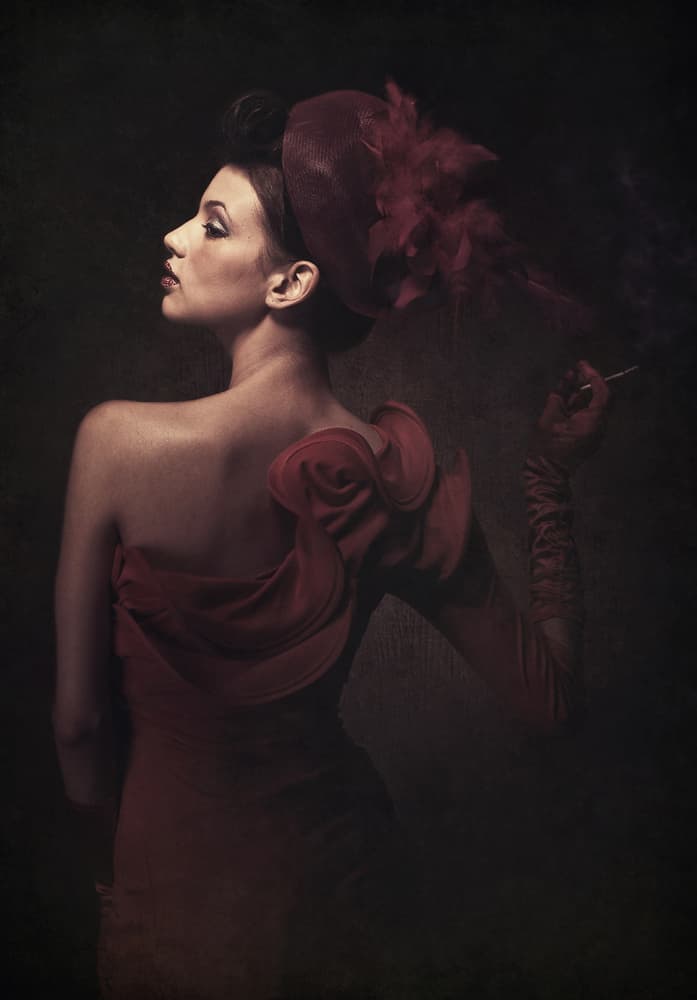 Old Hollywood Smoking Lady by Hari Sulistiawan — canvas wall art