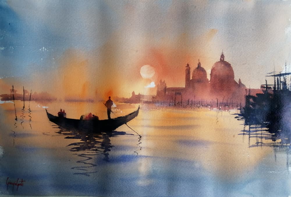 Venice Sunset Gondola by Giorgio Gosti — canvas wall art