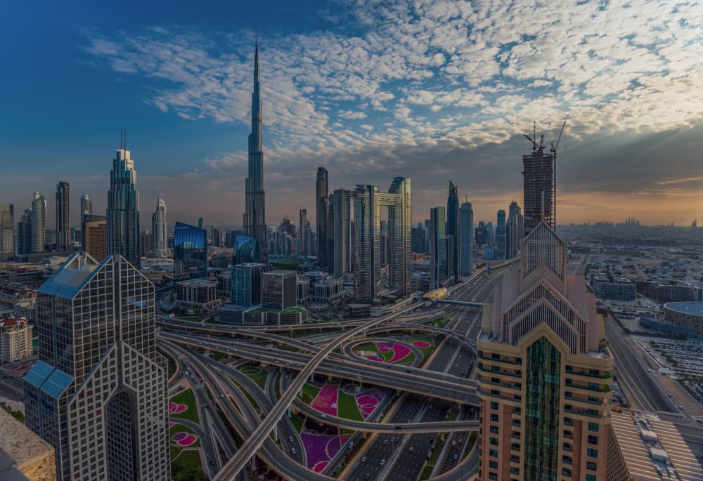 Dubai Cityscape Sunset by Mrinal Nath — canvas wall art