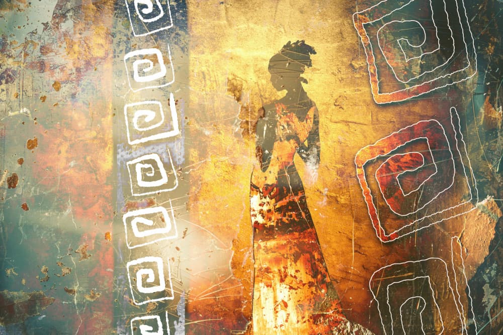 African Gold Silhouette by Rafal Kulik — canvas wall art