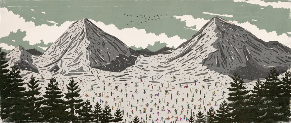 Busy Ski Slopes by Nicholas — canvas wall art
