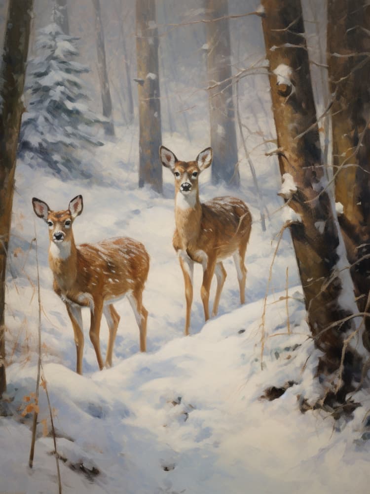 Peaceful Winter Deer by Jolly and Dash — canvas wall art