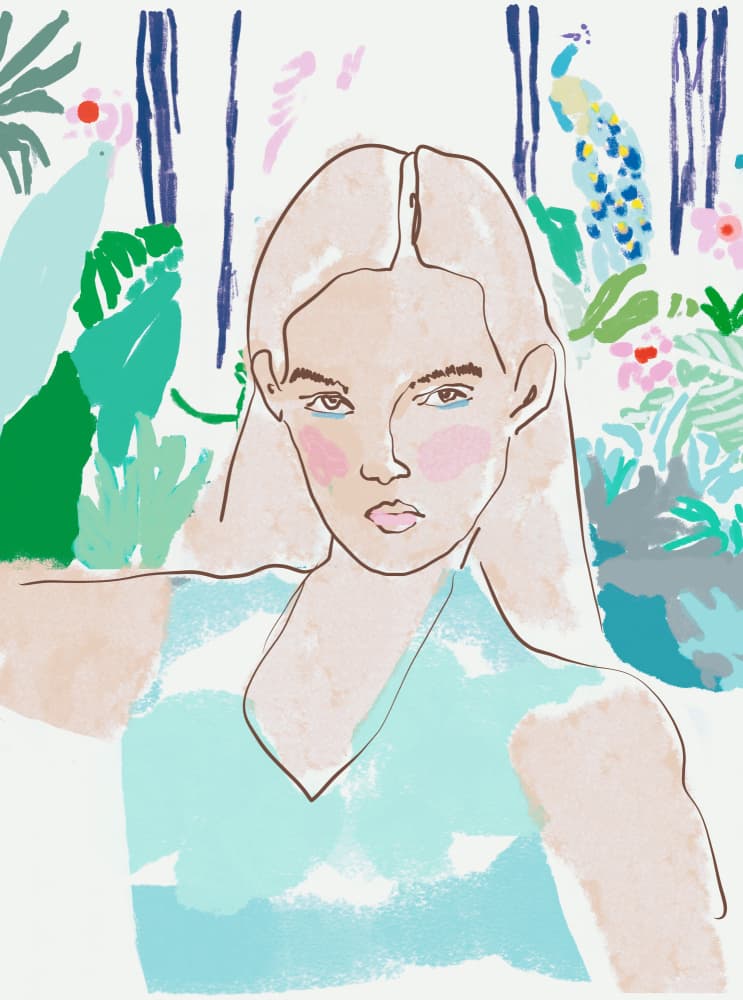 Tropical Woman Portrait by Beate Tubach — canvas wall art
