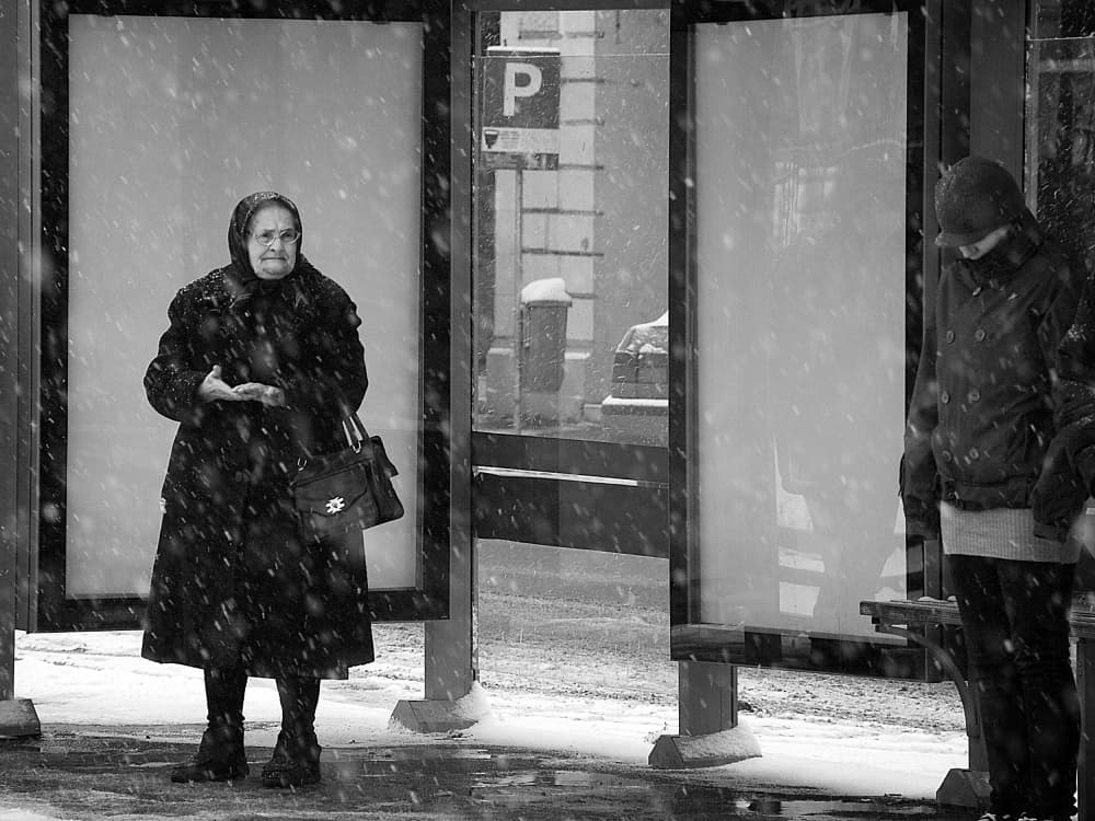 Woman in Winter Snow by Nicoleta Gabor — canvas wall art