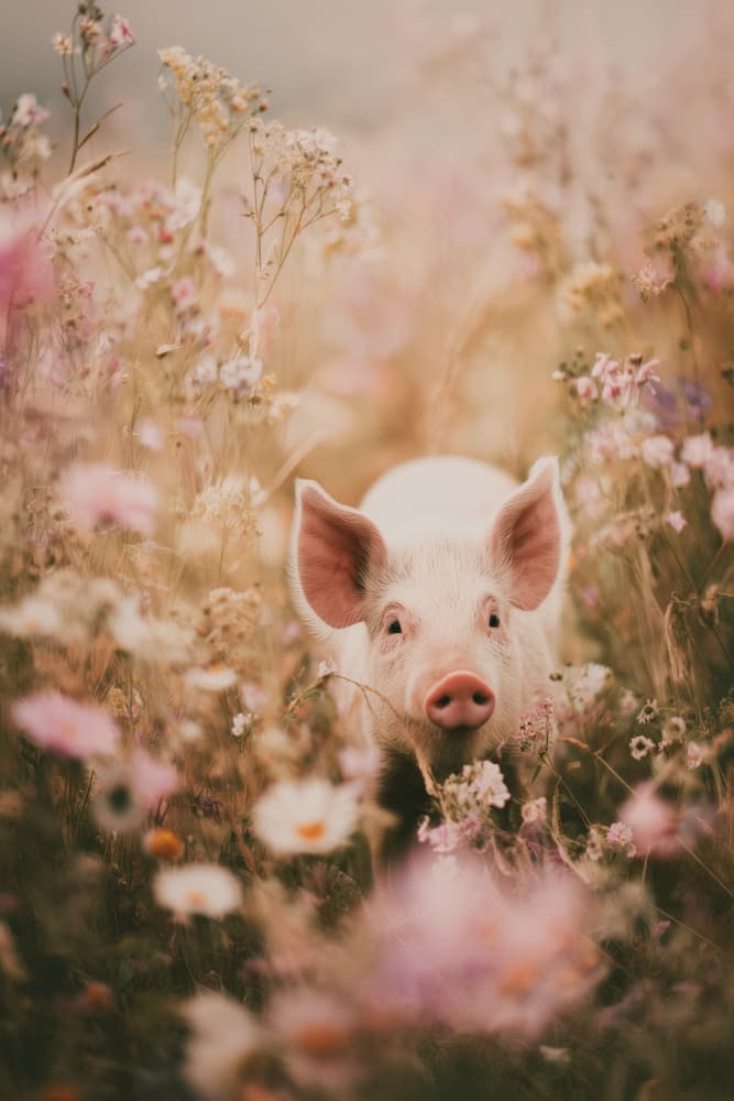 Happy piglet by Treechild — canvas wall art