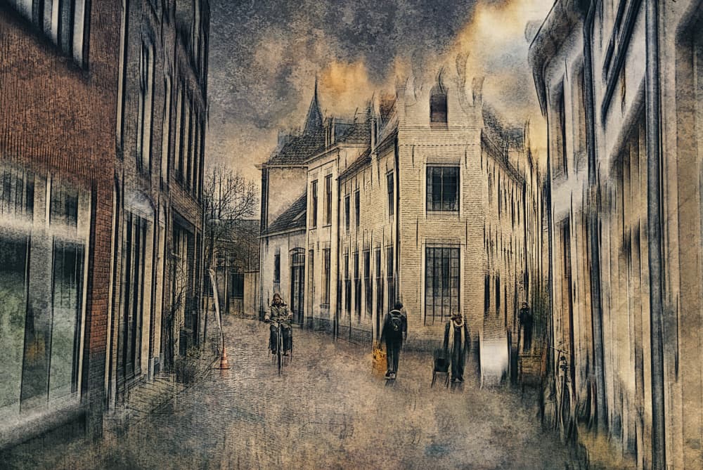 Historic City Street by Jan van der Linden — canvas wall art