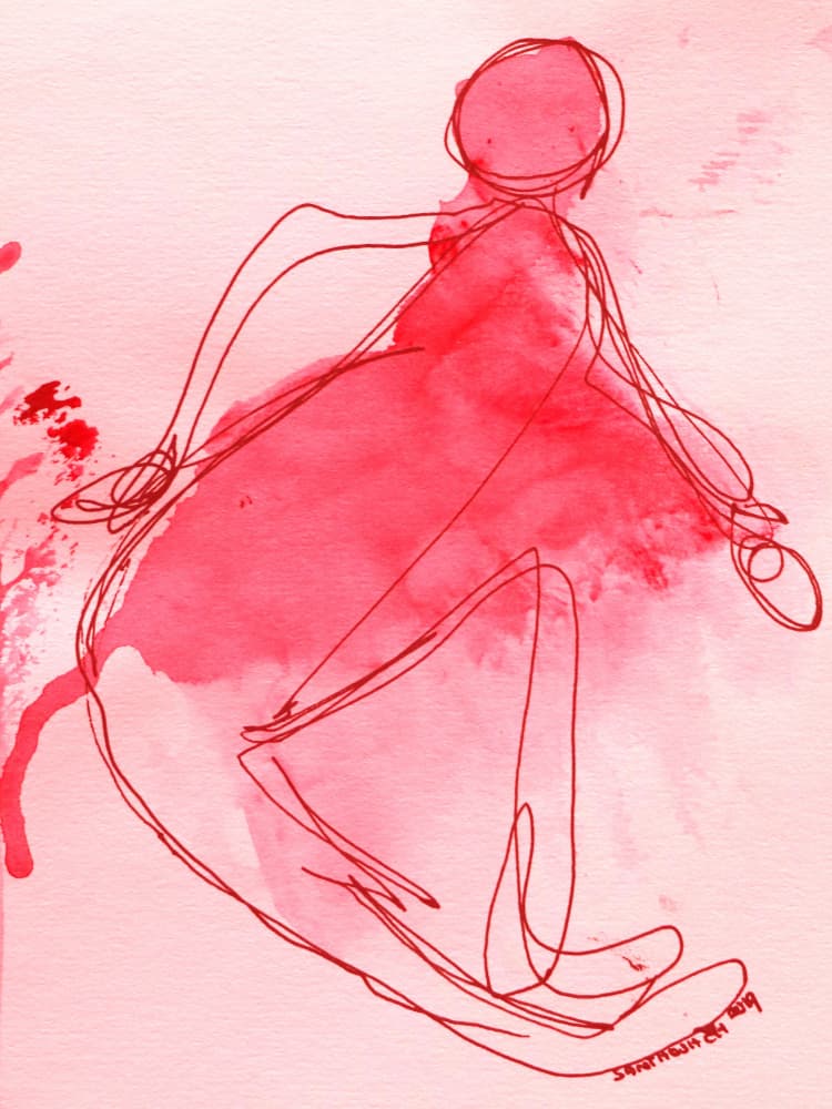 Expressive Red Figure by Santhosh ch — canvas wall art