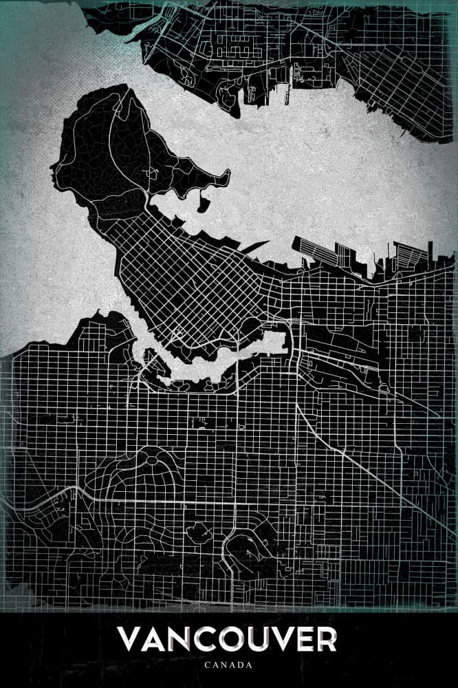 Vancouver City Map by StudioSix — canvas wall art