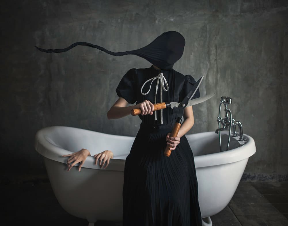 Surreal Bathtub Shears by hardibudi — canvas wall art