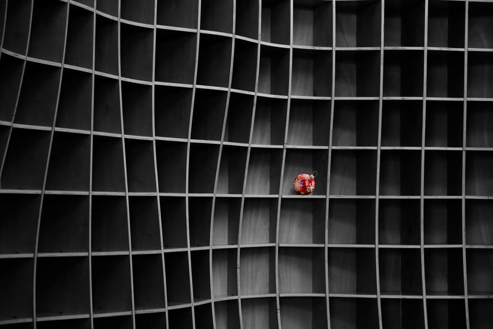 Wavy Grid Red Ornament by Ivan Huang — canvas wall art
