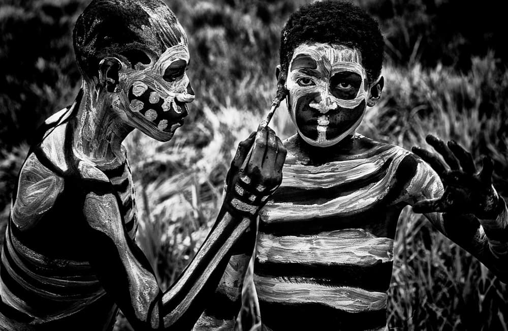 Tribal Body Paint Ritual by Joxe Inazio Kuesta Garmendia — canvas wall art