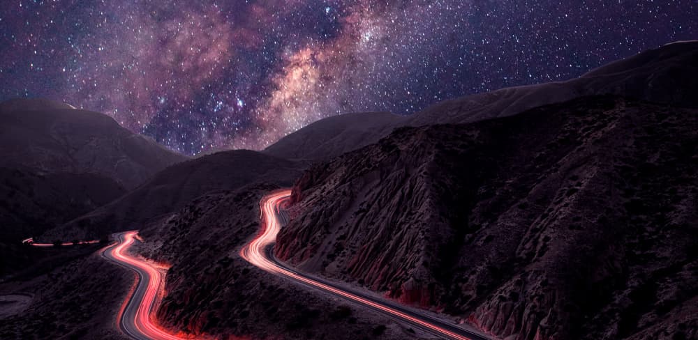 Milky Way Mountain Road by Ariz Rab — canvas wall art