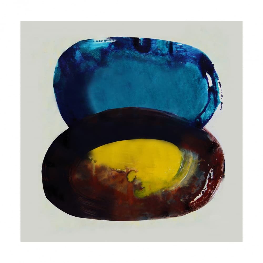 Abstract Blue Yellow Stack by Doris Schmitz — canvas wall art
