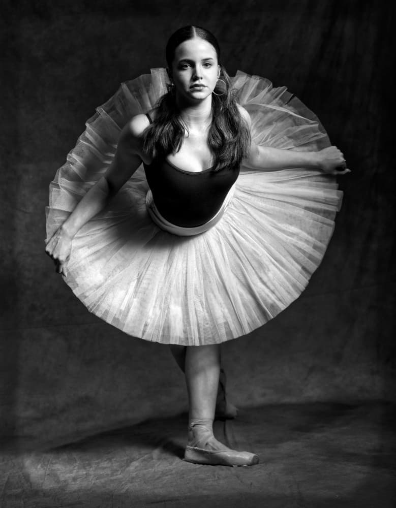 Graceful Ballerina Pose by Offer Ellbogen — canvas wall art