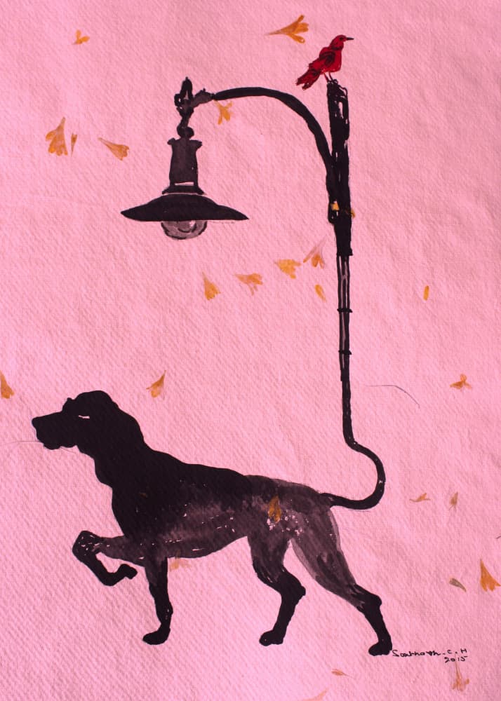 Whimsical Dog Stroll by Santhosh ch — canvas wall art
