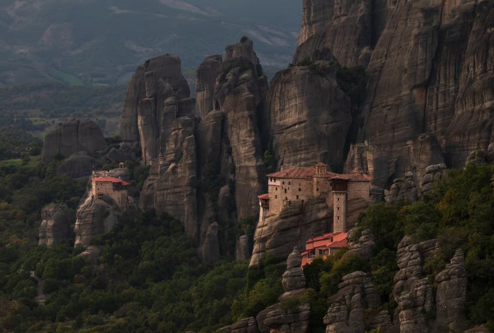 Meteora Cliff Monasteries by YY DB — canvas wall art