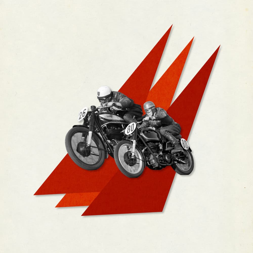 Classic Motorcycle Racers by Mikhail Siskoff — canvas wall art