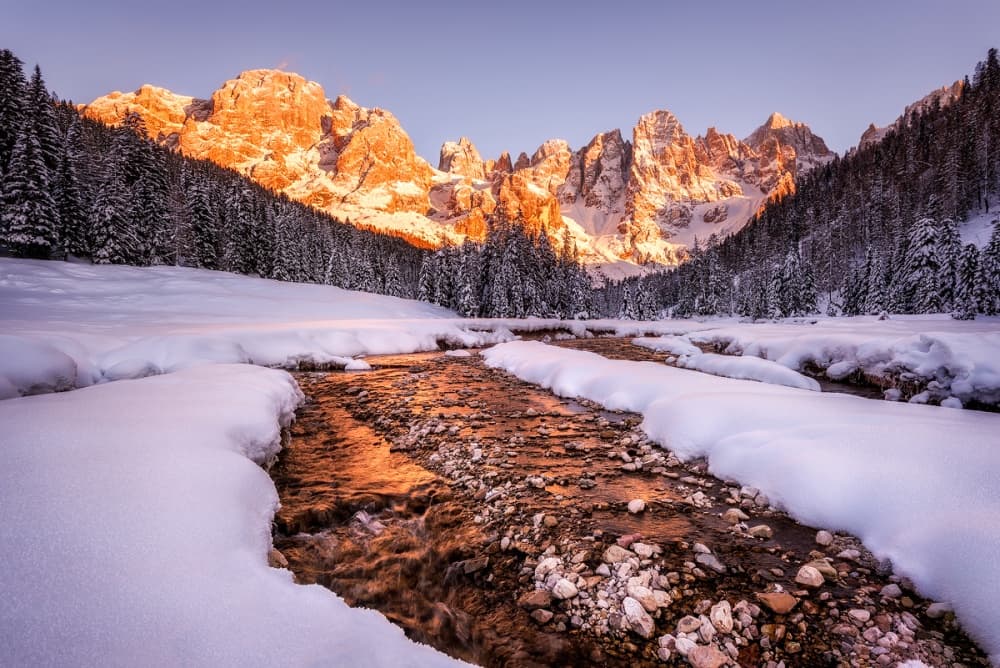 Golden Hour Mountain Stream by Daniel Gastager — canvas wall art