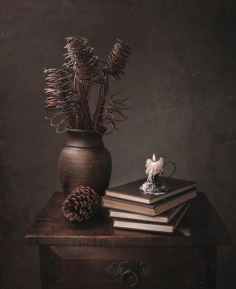 Rustic Candlelit Still Life by Margareth Perfoncio — canvas wall art