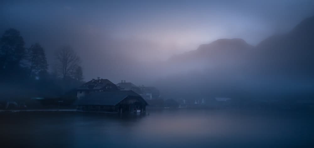 Misty Lake House by Kenneth-Wei Zeng — canvas wall art