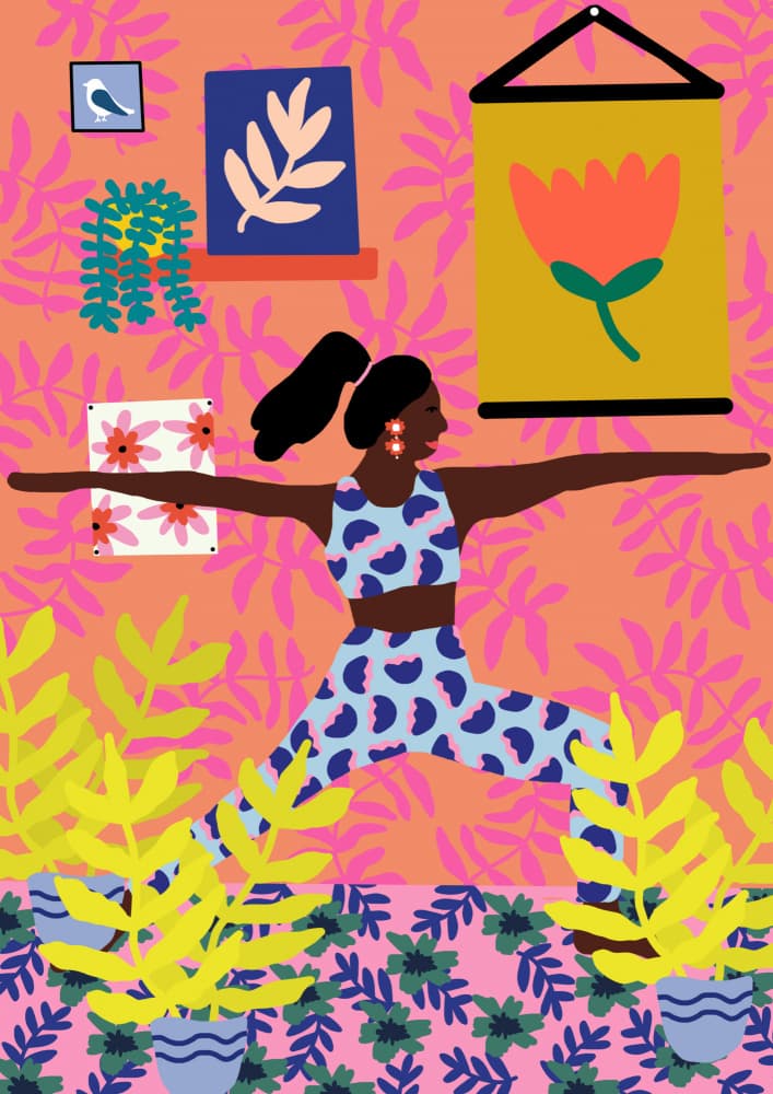 Yoga Warrior Position by Rafaela Mascaro — canvas wall art