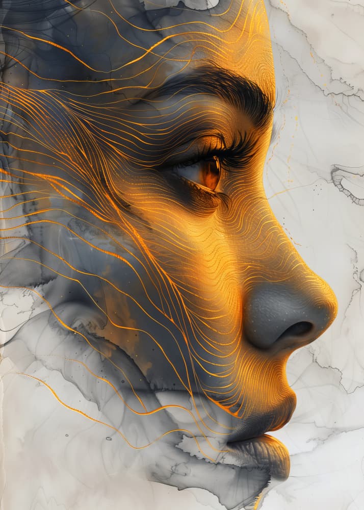 Ethereal Golden Profile by Justyna Jaszke — canvas wall art