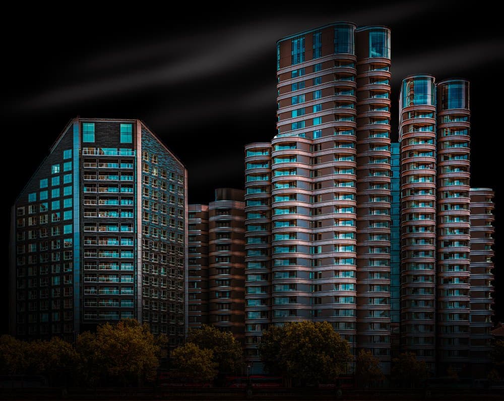 Modern City Night Glow by Luigi Greco — canvas wall art