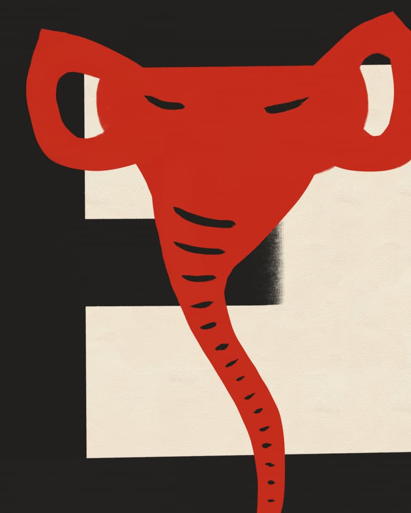 Red Elephant Serenity by Deepthi s — canvas wall art