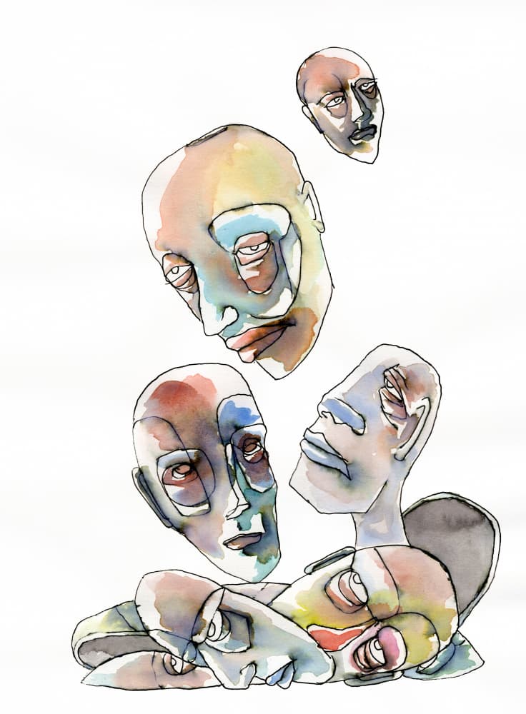Abstract Human Heads by Wildemar Doomgriever — canvas wall art