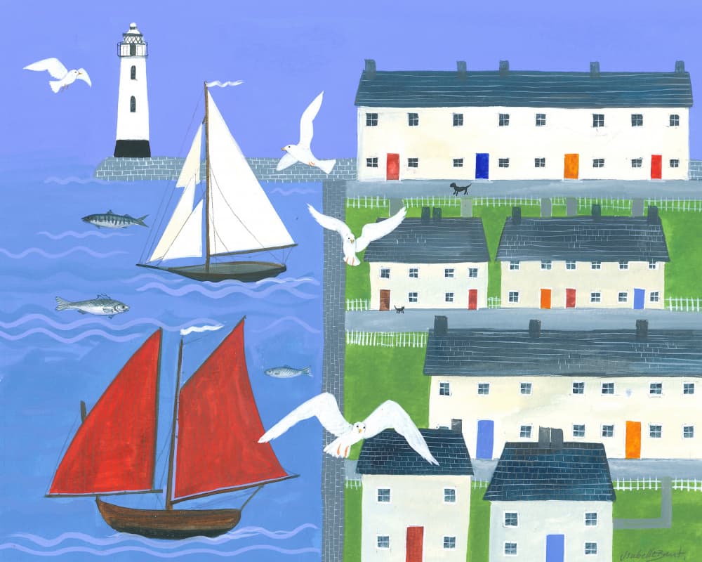 Coastal Village Life by Isabelle Brent — canvas wall art