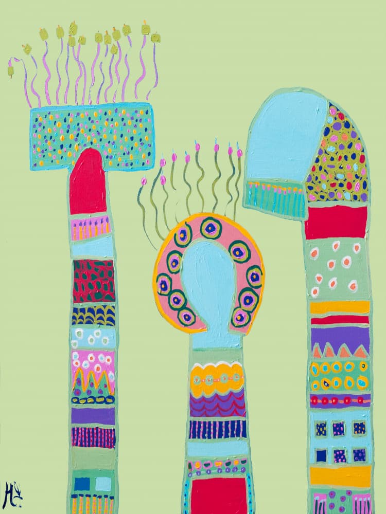 Colorful Whimsical Figures by Helen Joynson — canvas wall art