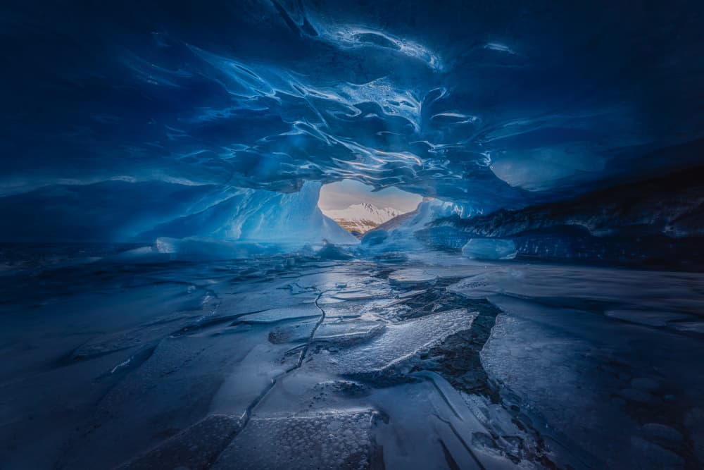 Frozen Blue Cave Passage by Yongnan Li (李永男) — canvas wall art
