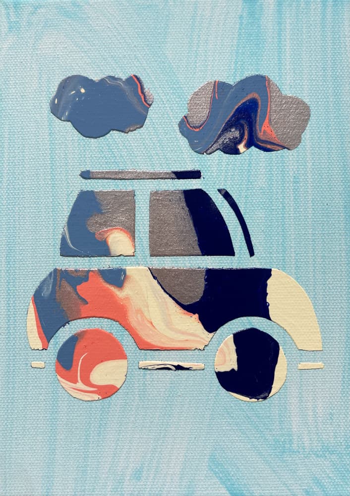 Abstract Car and Clouds by Eleni Pratsi — canvas wall art