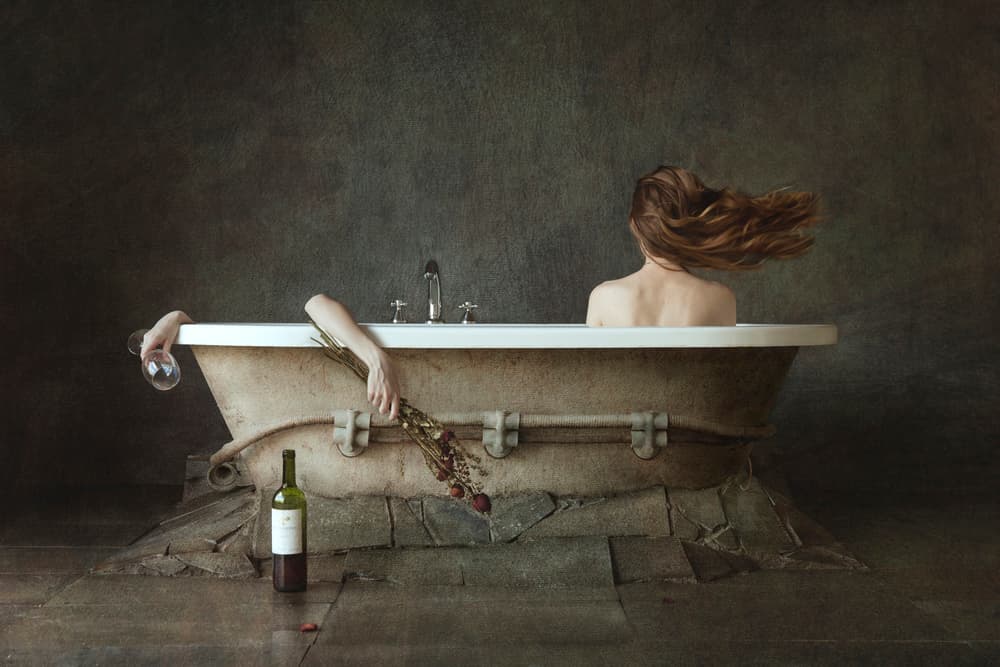 Woman's Bath Solitude by Sebastian Kisworo — canvas wall art