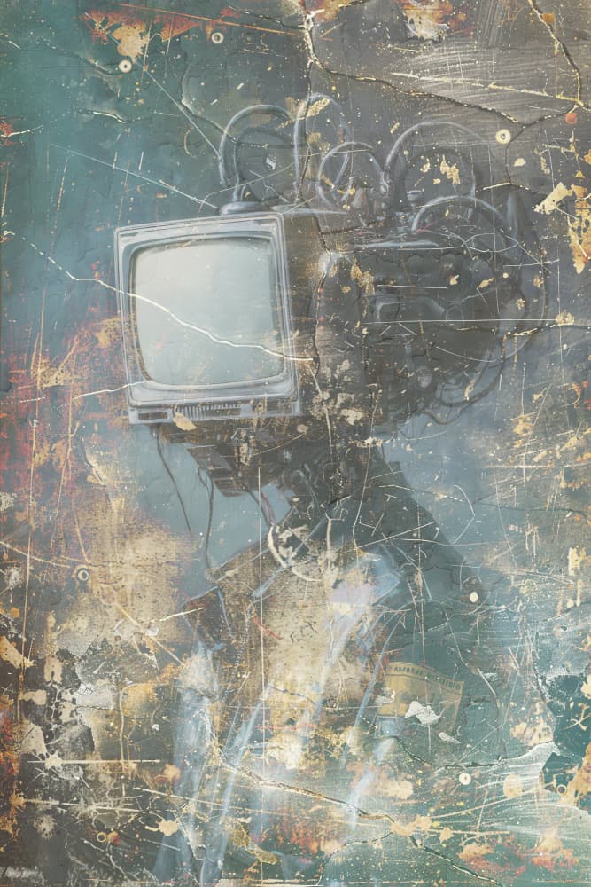 Dystopian Television Head by Rafal Kulik — canvas wall art