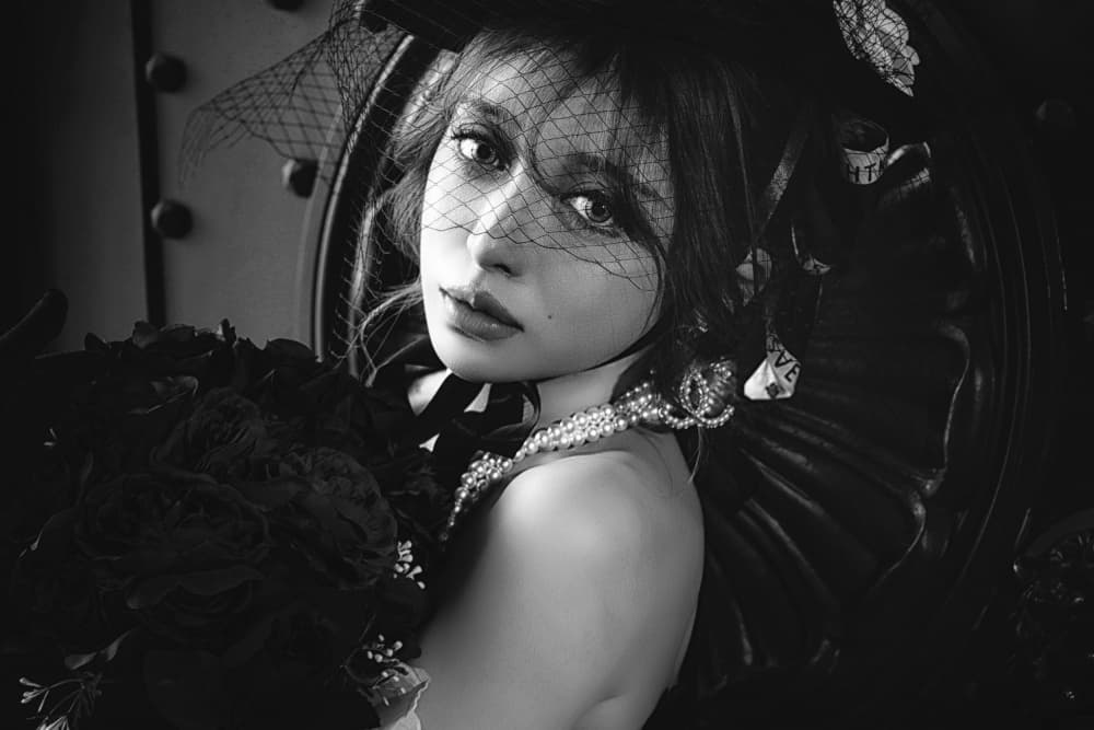 Elegant Veiled Woman by KOIKI — canvas wall art