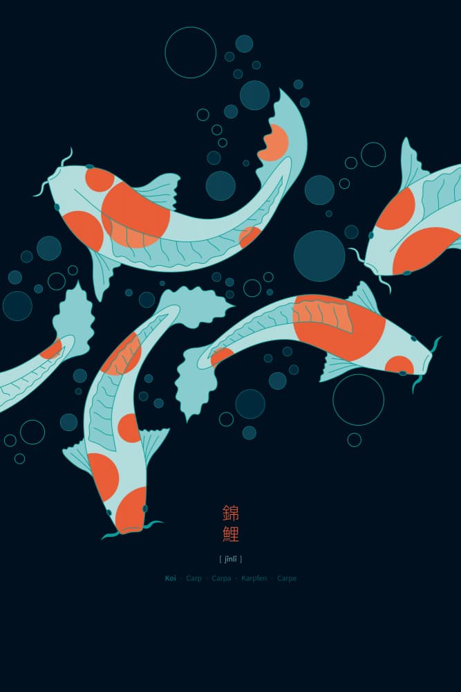 Graceful Koi Swim by Thoth Adan — canvas wall art