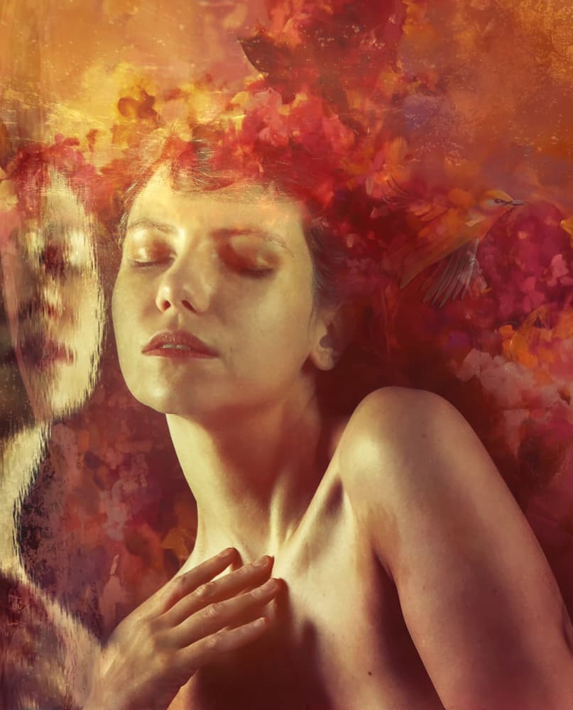 Dreamy Floral Woman by miriana — canvas wall art