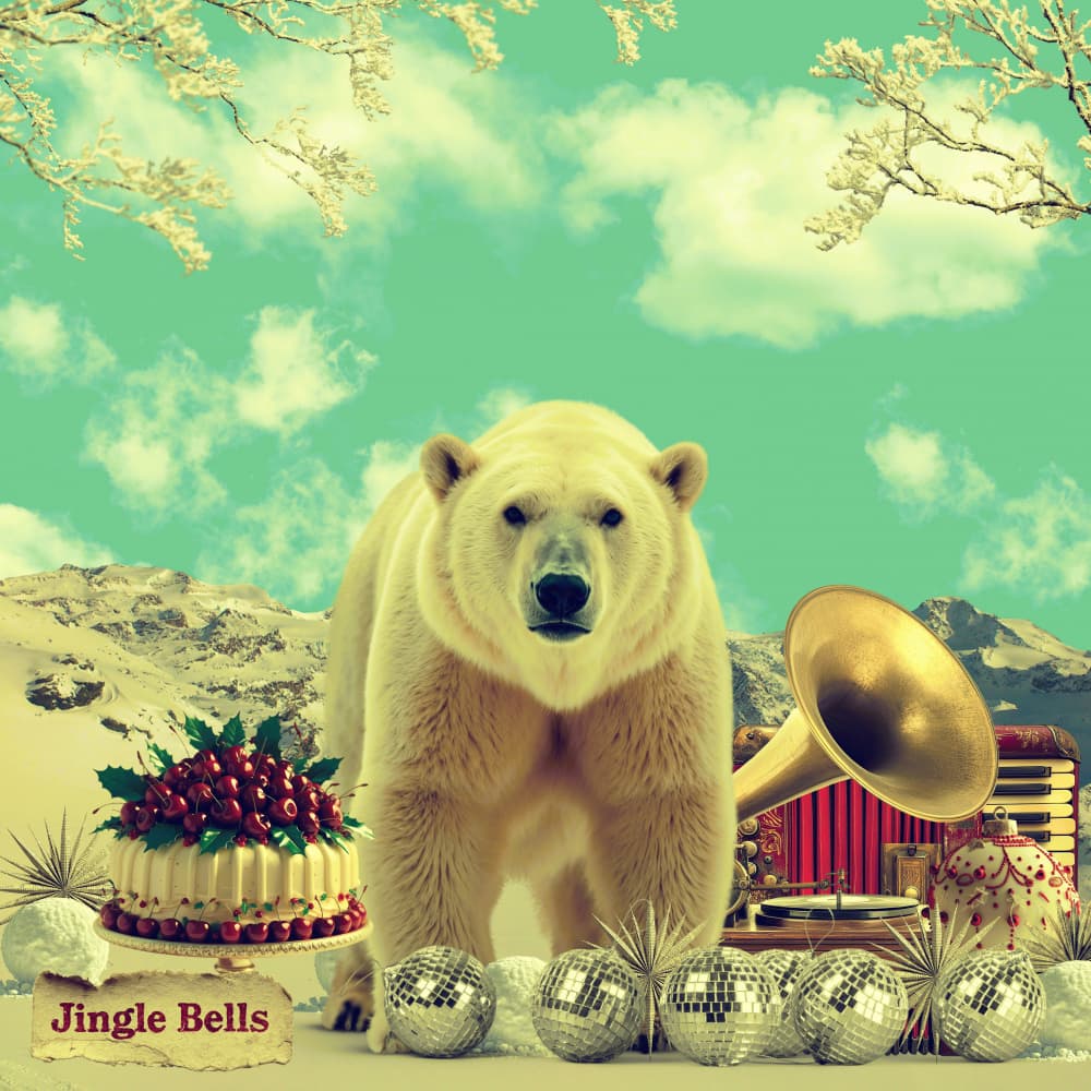 Festive Polar Bear Scene by Sue Skellern — canvas wall art